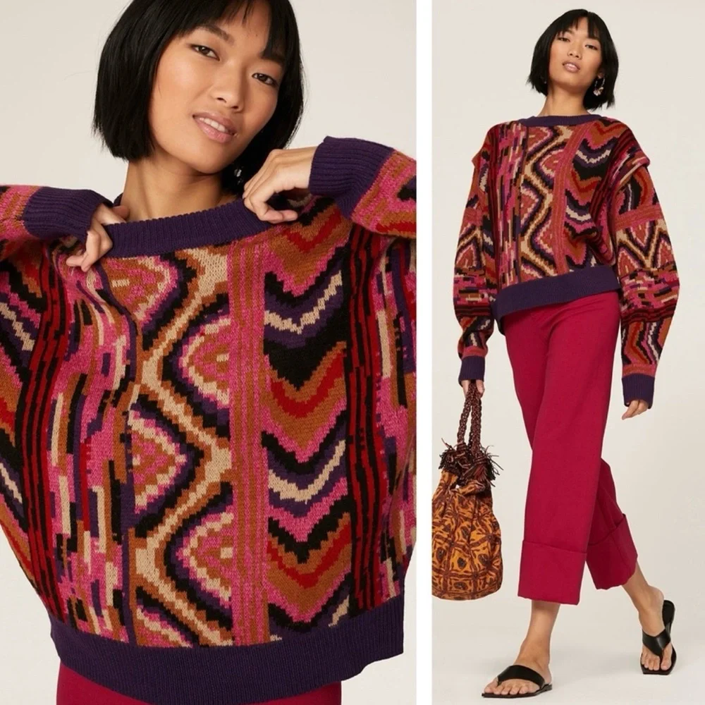 FARM RIO EUC Colorful Geometric Women's Sweater - Picture 1 of 4